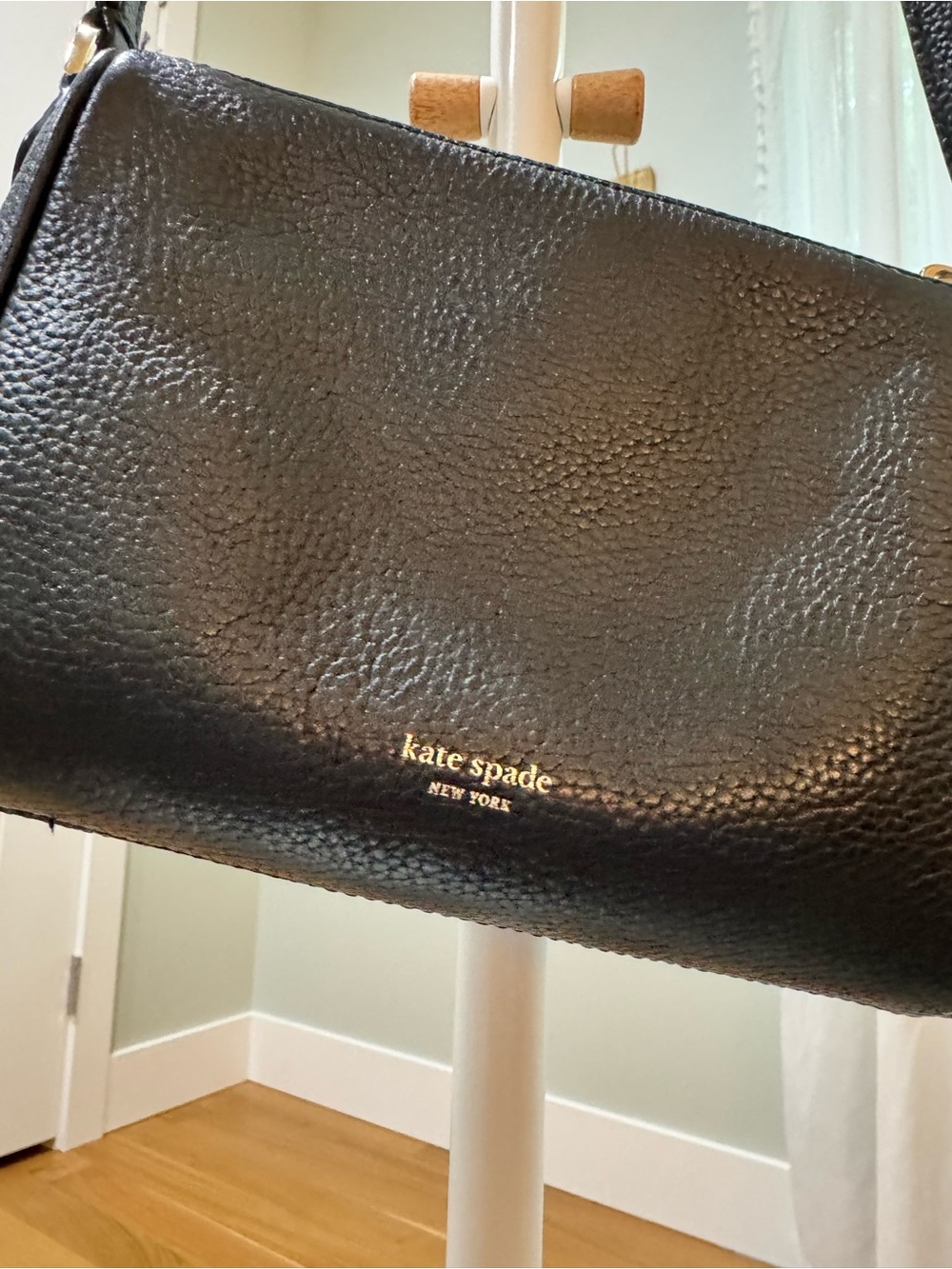 kate spade Black Pebbled Leather Gold-Accent Crossbody Bag - Picture 6 of 14
